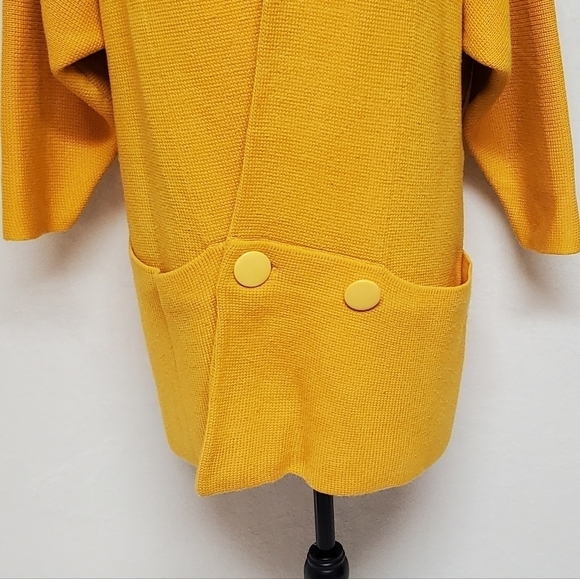 VINTAGE 90s I.B. Diffusion Mustard Yellow Knit Oversized Kimono Sweater Cardigan - Picture 6 of 14